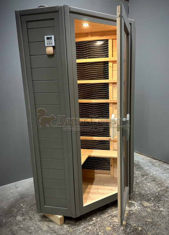 Одноместная угловая инфракрасная сауна кабина из кедра с карбоновыми излучателями
